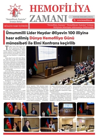 "Hemofiliya Zamanı" İnformasiya Bülleteni 2023-cü il